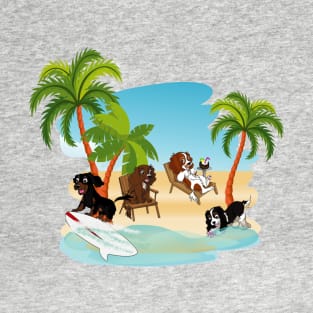 Cavalier King Charles Spaniel Dogs at the Beach T-Shirt